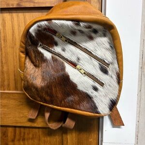 Cowhide Leather Backpack with Dual Zippers
